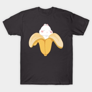 White Bunny hug the Banana _ Bunniesmee T-Shirt